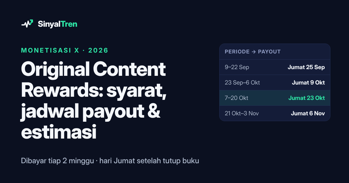 Original Content Rewards X: Syarat, Jadwal Payout, dan Cara Memperkirakan Penghasilanmu
